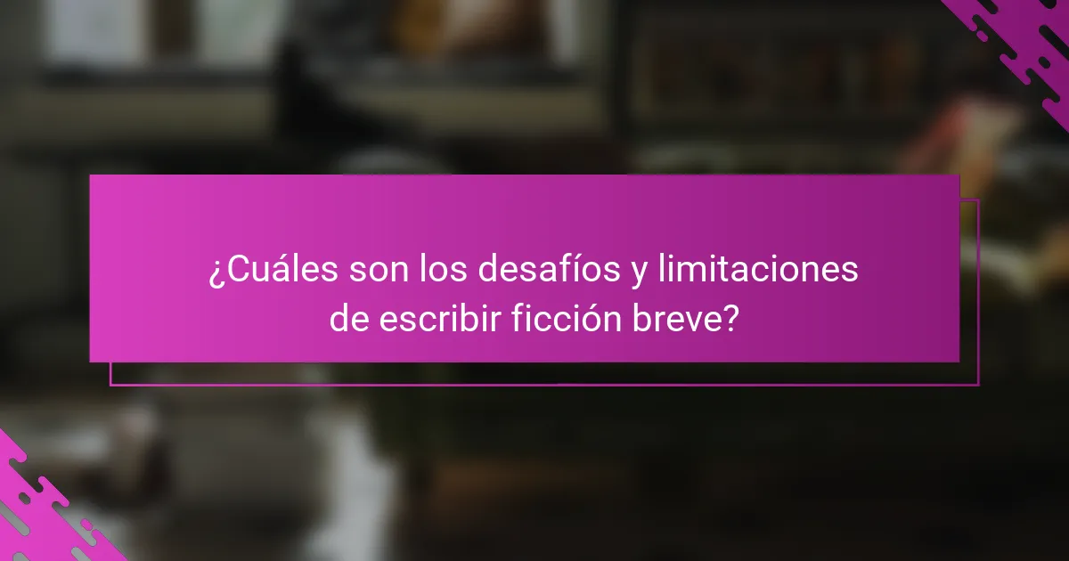 ¿Cuáles son los desafíos y limitaciones de escribir ficción breve?